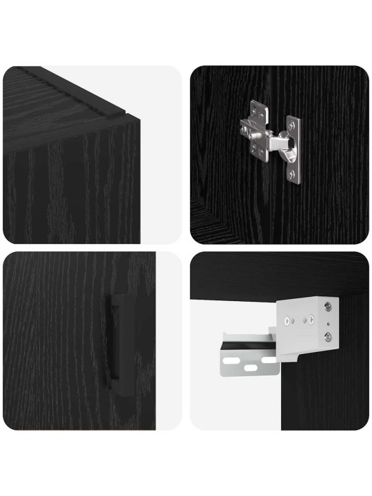 Sienā uzstādītie skapji 2 pcs melns ozols 69.5 x 34 x 90 cm