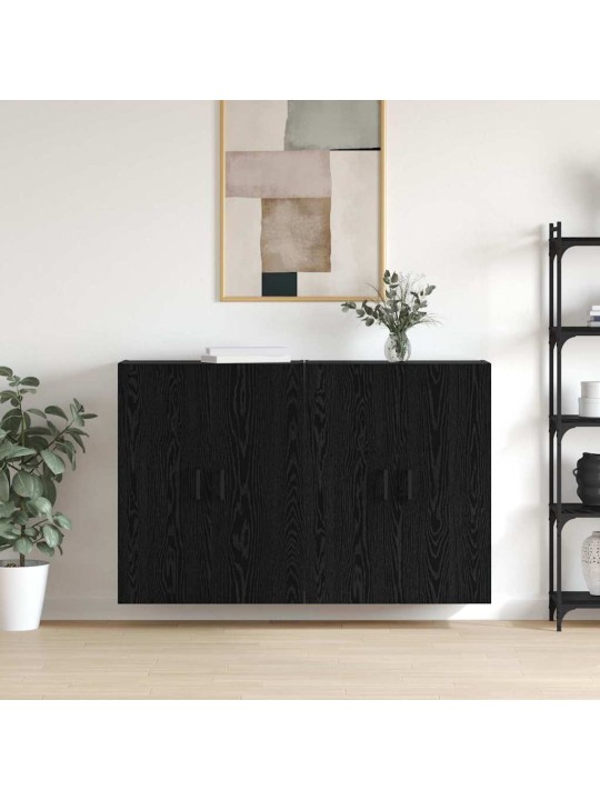 Sienā uzstādītie skapji 2 pcs melns ozols 69.5 x 34 x 90 cm
