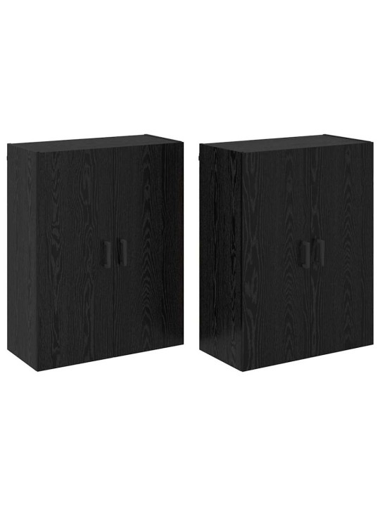 Sienā uzstādītie skapji 2 pcs melns ozols 69.5 x 34 x 90 cm