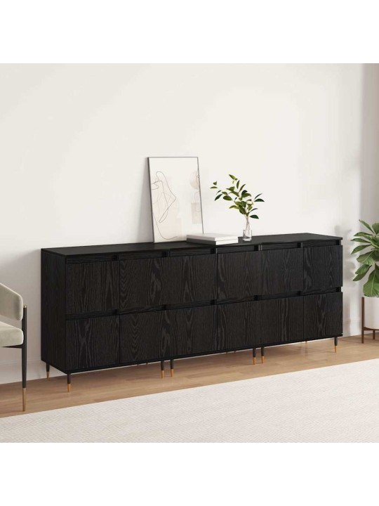 Sānu skapji 3 pcs melns ozols 180 x 35 x 70 cm