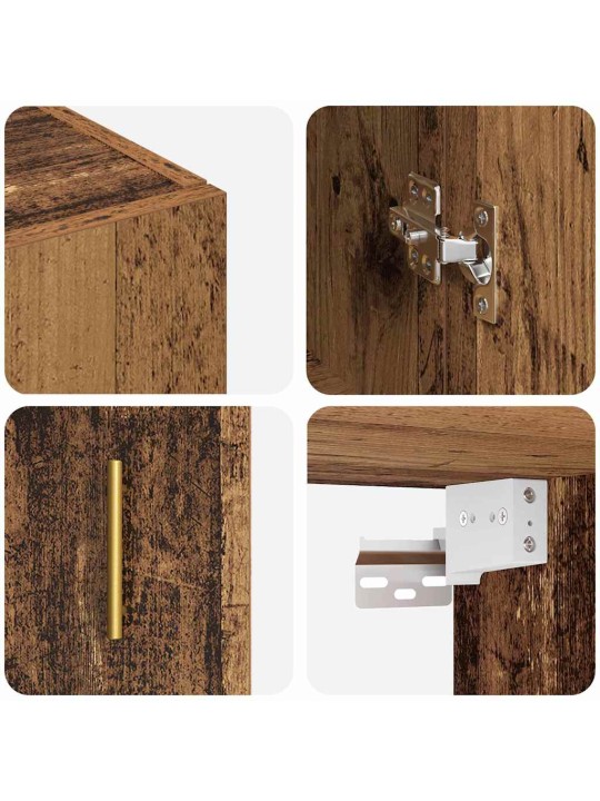 Sienā uzstādītie skapji 2 pcs vecs koks 69.5 x 34 x 90 cm