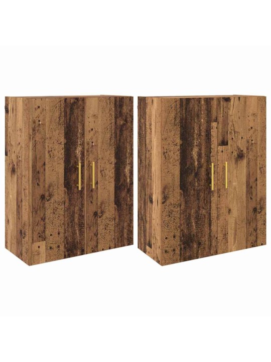 Sienā uzstādītie skapji 2 pcs vecs koks 69.5 x 34 x 90 cm