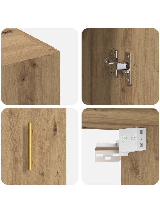 Sienā uzstādītie skapji 2 pcs amatnieku ozola 69.5 x 34 x 90 cm