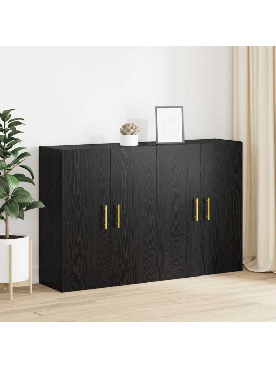 Sienā uzstādītie skapji 2 pcs melns ozols 69.5 x 34 x 90 cm