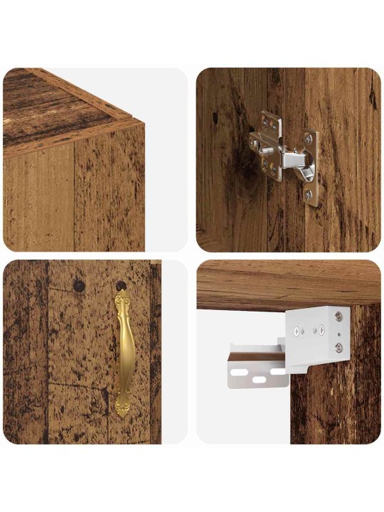 Sienā uzstādītie skapji 2 pcs vecs koks 69.5 x 34 x 90 cm