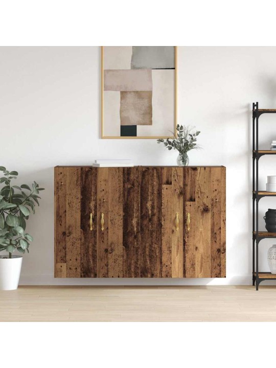 Sienā uzstādītie skapji 2 pcs vecs koks 69.5 x 34 x 90 cm