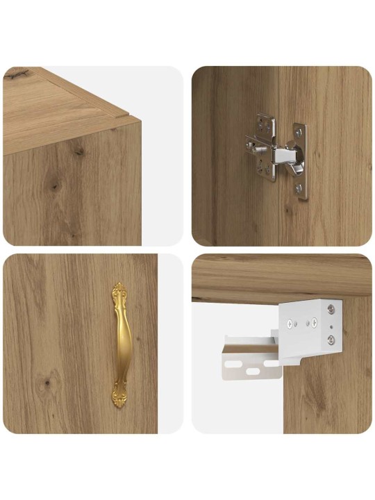 Sienā uzstādītie skapji 2 pcs amatnieku ozola 69.5 x 34 x 90 cm