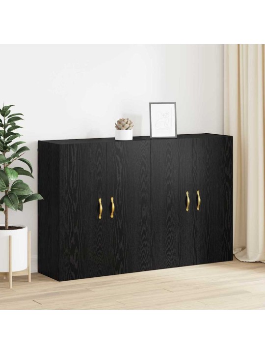 Sienā uzstādītie skapji 2 pcs melns ozols 69.5 x 34 x 90 cm