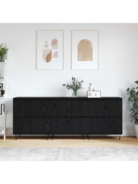 Sānu skapji 3 pcs melns ozols 180 x 35 x 70 cm