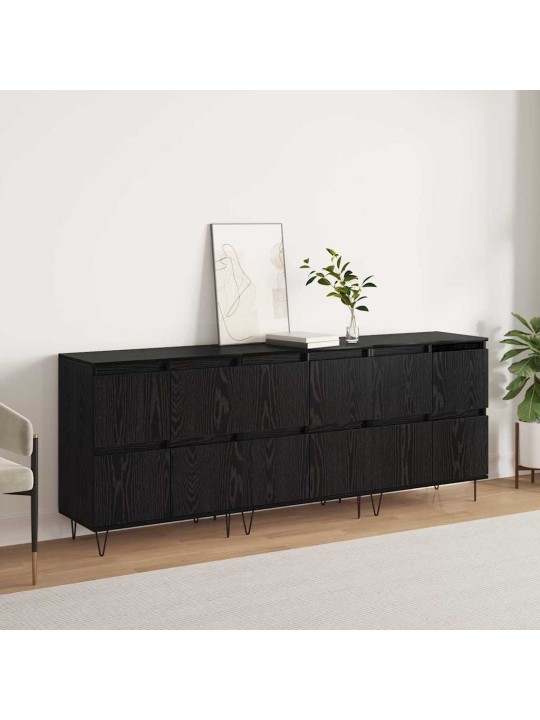 Sānu skapji 3 pcs melns ozols 180 x 35 x 70 cm