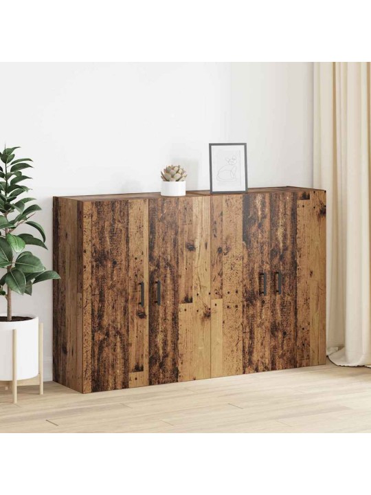 Sienā uzstādītie skapji 2 pcs vecs koks 69.5 x 34 x 90 cm