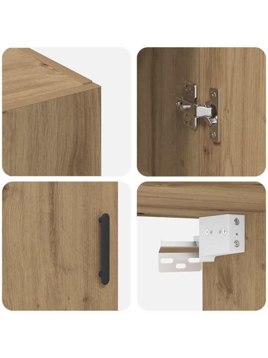 Sienā uzstādītie skapji 2 pcs amatnieku ozola 69.5 x 34 x 90 cm