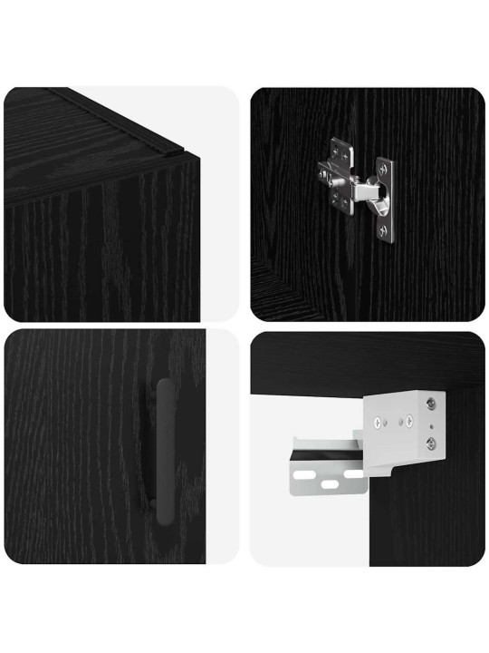 Sienā uzstādītie skapji 2 pcs melns ozols 69.5 x 34 x 90 cm