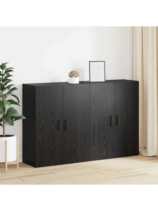 Sienā uzstādītie skapji 2 pcs melns ozols 69.5 x 34 x 90 cm