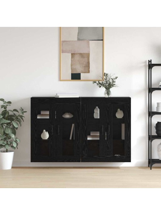 Sienā uzstādītie skapji 2 pcs melns ozols 69.5 x 34 x 90 cm