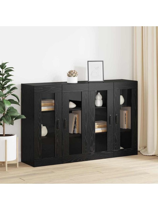 Sienā uzstādītie skapji 2 pcs melns ozols 69.5 x 34 x 90 cm