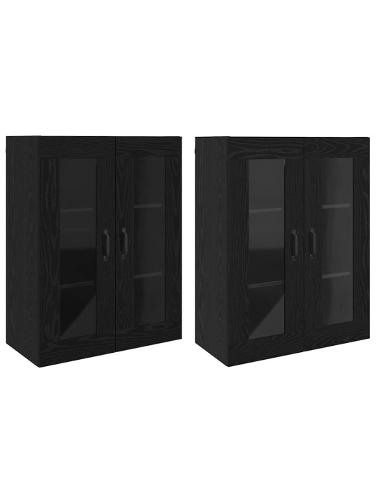 Sienā uzstādītie skapji 2 pcs melns ozols 69.5 x 34 x 90 cm