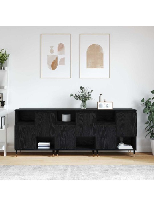 Sānu skapji 3 pcs melns ozols 180 x 35 x 70 cm