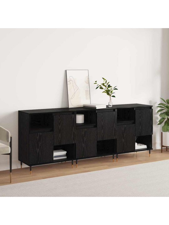 Sānu skapji 3 pcs melns ozols 180 x 35 x 70 cm
