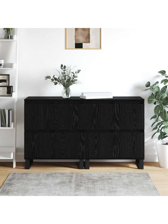 Sānu skapji 2 pcs melns ozols 120 x 35 x 70 cm