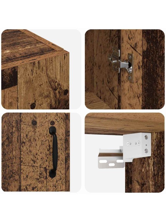 Sienā uzstādītie skapji 2 pcs vecs koks 69.5 x 34 x 90 cm