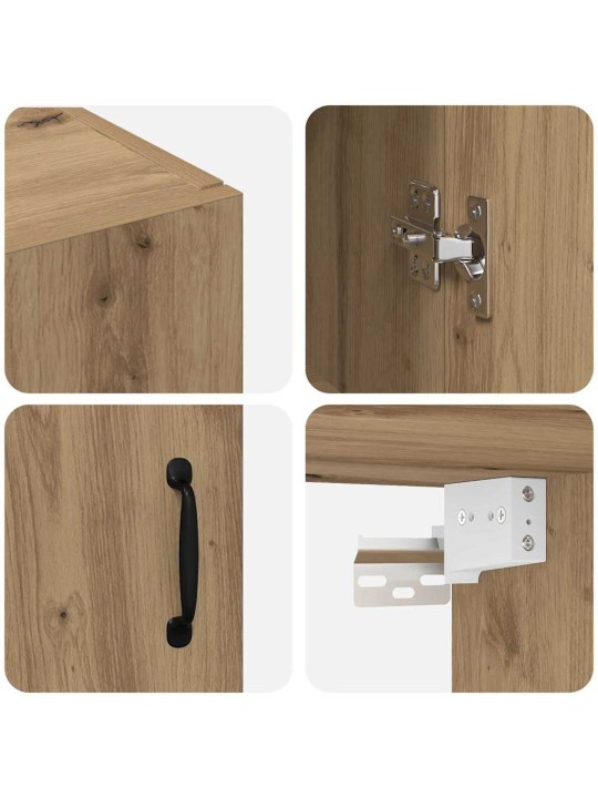 Sienā uzstādītie skapji 2 pcs amatnieku ozola 69.5 x 34 x 90 cm