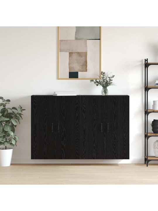 Sienā uzstādītie skapji 2 pcs melns ozols 69.5 x 34 x 90 cm