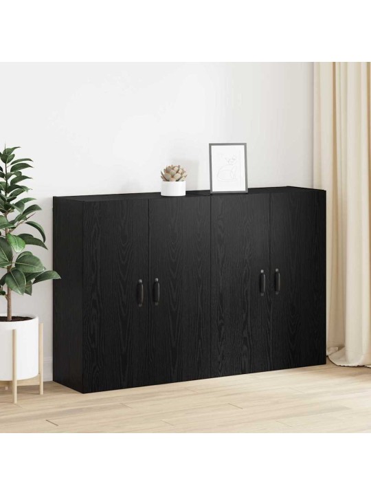 Sienā uzstādītie skapji 2 pcs melns ozols 69.5 x 34 x 90 cm