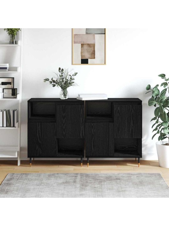 Sānu skapji 2 pcs melns ozols 120 x 35 x 70 cm