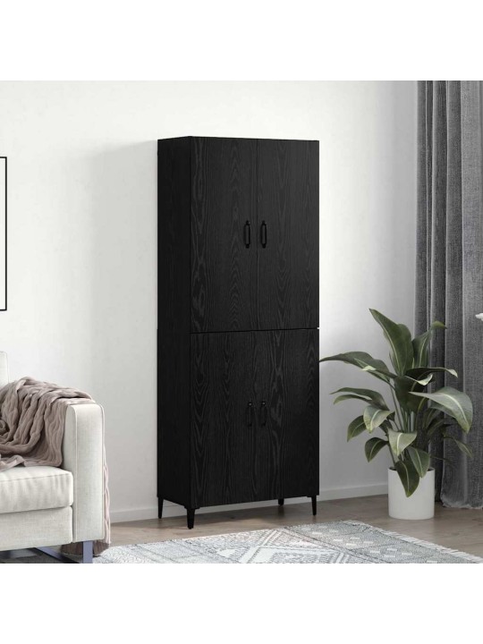 Augstais skapītis 2 pcs melns ozols 69.5 x 34 x 180 cm