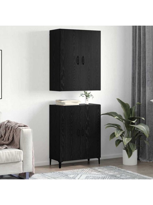 Augstais skapītis 2 pcs melns ozols 69.5 x 34 x 180 cm