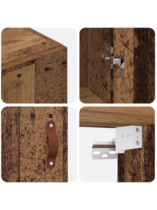 Sienā uzstādītie skapji 2 pcs vecs koks 69.5 x 34 x 90 cm