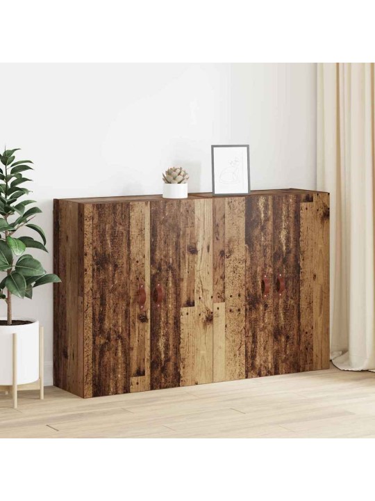 Sienā uzstādītie skapji 2 pcs vecs koks 69.5 x 34 x 90 cm