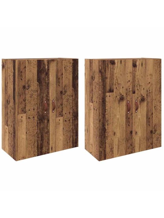 Sienā uzstādītie skapji 2 pcs vecs koks 69.5 x 34 x 90 cm