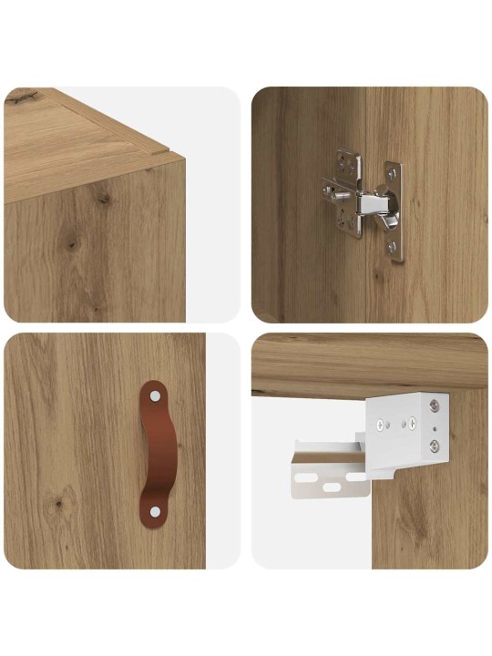 Sienā uzstādītie skapji 2 pcs amatnieku ozola 69.5 x 34 x 90 cm