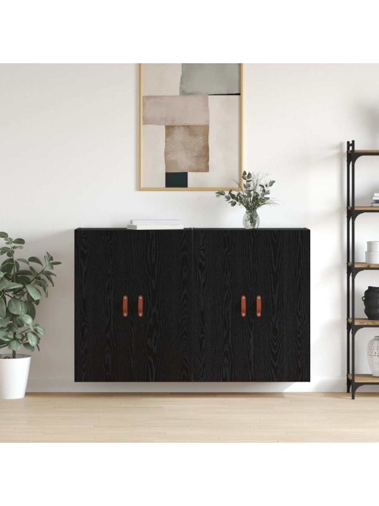 Sienā uzstādītie skapji 2 pcs melns ozols 69.5 x 34 x 90 cm