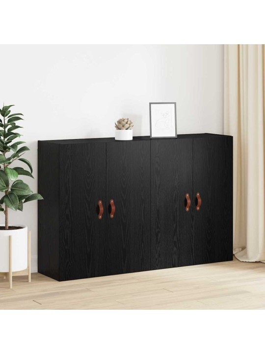 Sienā uzstādītie skapji 2 pcs melns ozols 69.5 x 34 x 90 cm