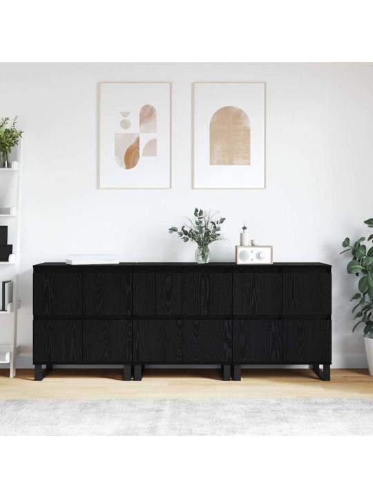 Sānu skapji 3 pcs melns ozols 180 x 35 x 70 cm