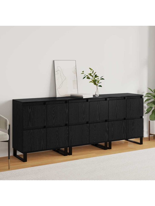 Sānu skapji 3 pcs melns ozols 180 x 35 x 70 cm