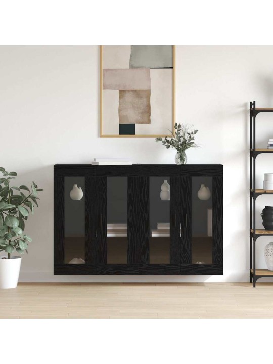 Sienā uzstādītie skapji 2 pcs melns ozols 69.5 x 34 x 90 cm