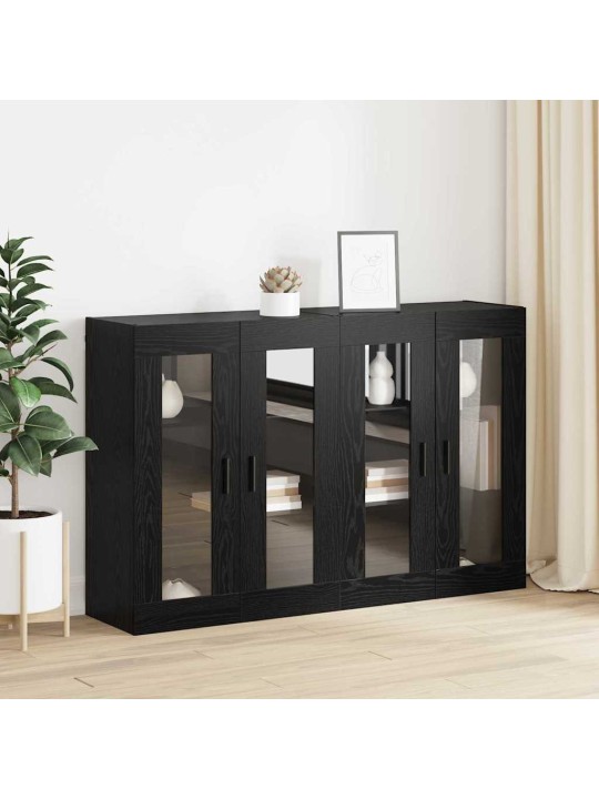 Sienā uzstādītie skapji 2 pcs melns ozols 69.5 x 34 x 90 cm