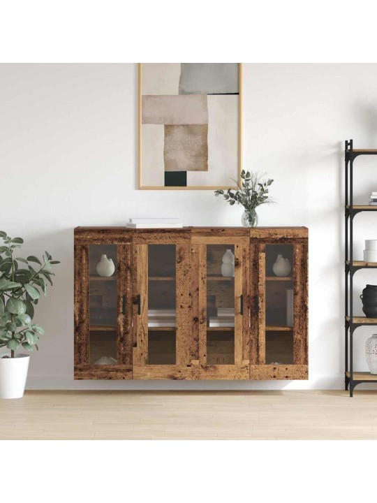 Sienā uzstādītie skapji 2 pcs vecs koks 69.5 x 34 x 90 cm