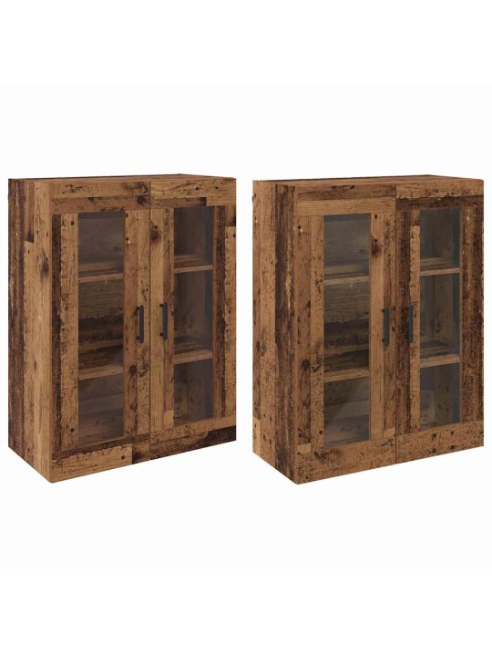 Sienā uzstādītie skapji 2 pcs vecs koks 69.5 x 34 x 90 cm