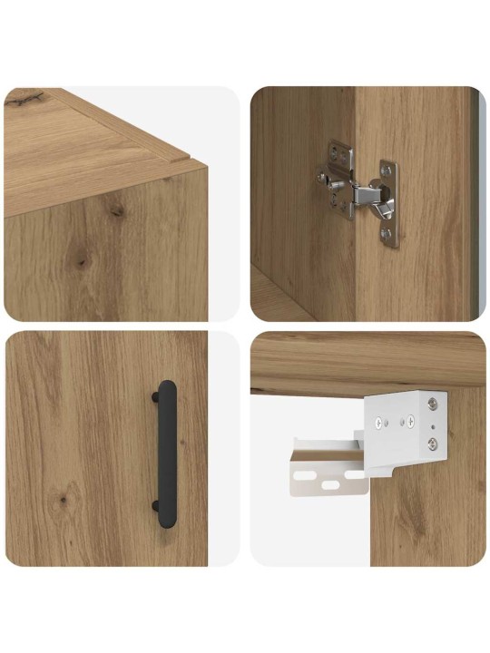 Sienā uzstādītie skapji 2 pcs amatnieku ozola 69.5 x 34 x 90 cm