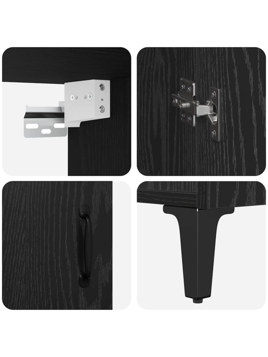 Augstais skapītis 2 pcs melns ozols 69.5 x 34 x 180 cm