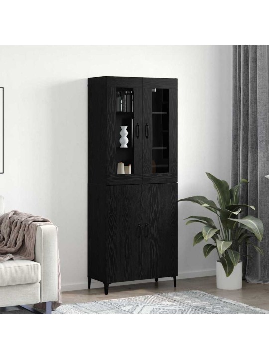 Augstais skapītis 2 pcs melns ozols 69.5 x 34 x 180 cm