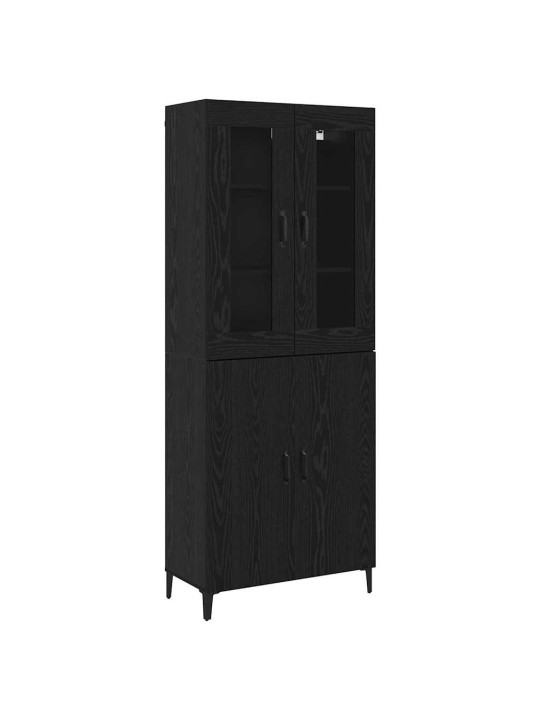 Augstais skapītis 2 pcs melns ozols 69.5 x 34 x 180 cm