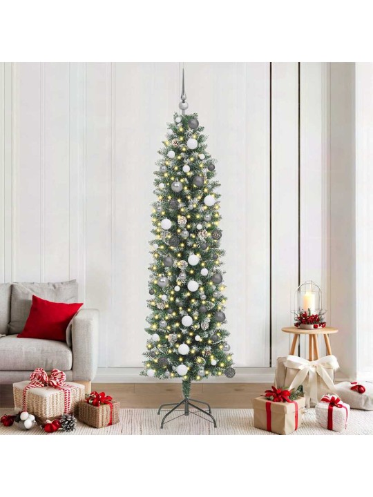 Mākslīgs slaids ziemassvētku koks zaļa 210 cm pvc un plastmasas