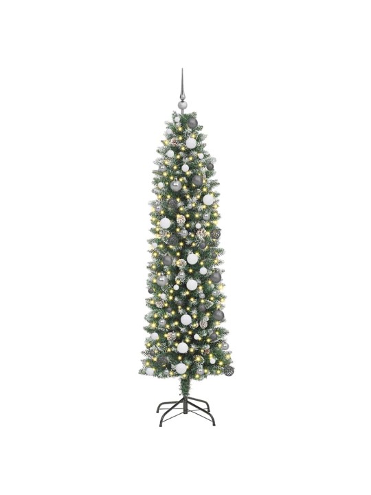 Mākslīgs slaids ziemassvētku koks zaļa 210 cm pvc un plastmasas