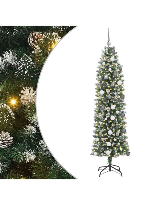 Mākslīgs slaids ziemassvētku koks zaļa 210 cm pvc un plastmasas